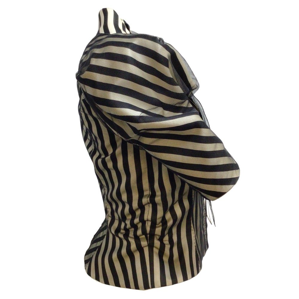 Louis Vuitton Beige / Black Striped Short Sleeved Silk Tulle Jacket - Picture 2 of 4